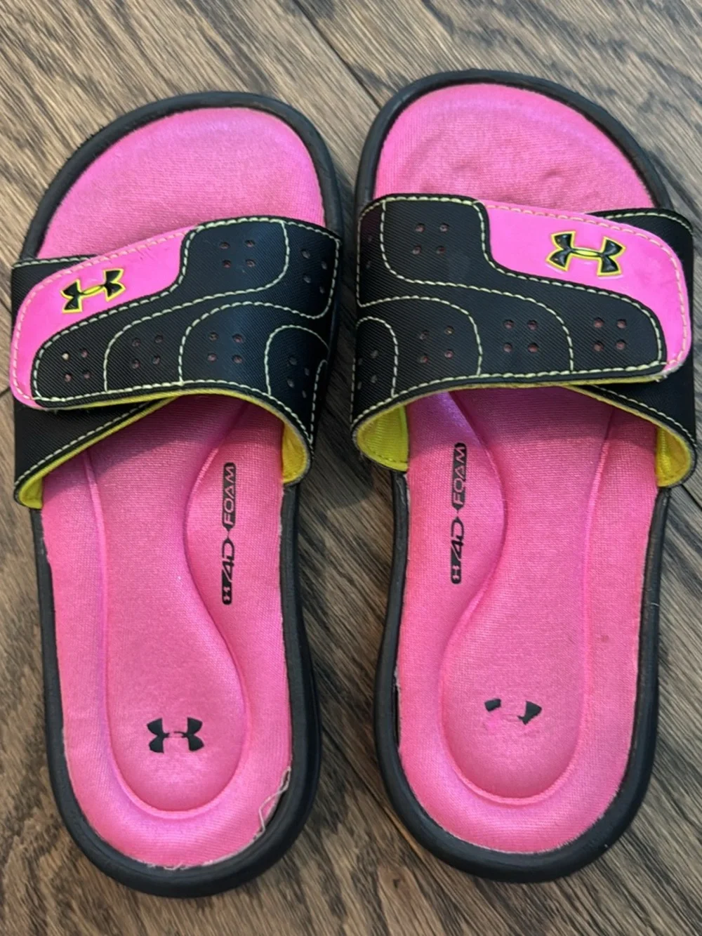 Under Armour Kids Pink and Black Adjustable Sandals